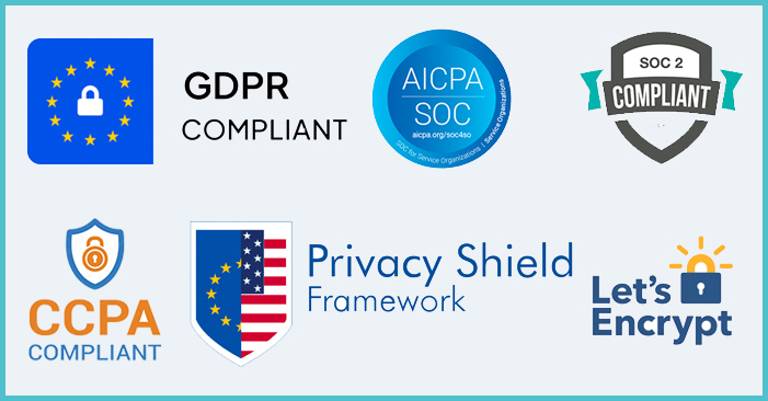 Trust badges - SOC 2 Type II, HIPAA, AICPA SOC